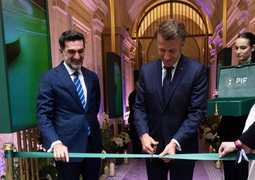 PIF's Al-Rumayyan, France's Macron Open Paris Office