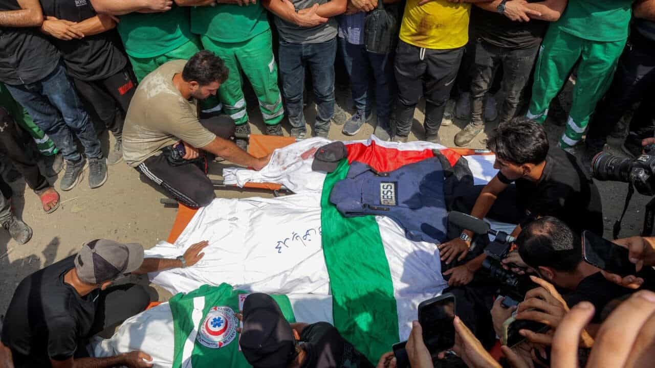 Al Jazeera Holds Vigil for Journalists Killed in Gaza Airstrike