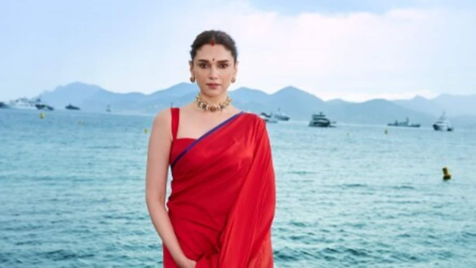 Aditi Rao Hydari turns heads in red saree and sindoor look at Cannes Film Festival, Siddharth reacts