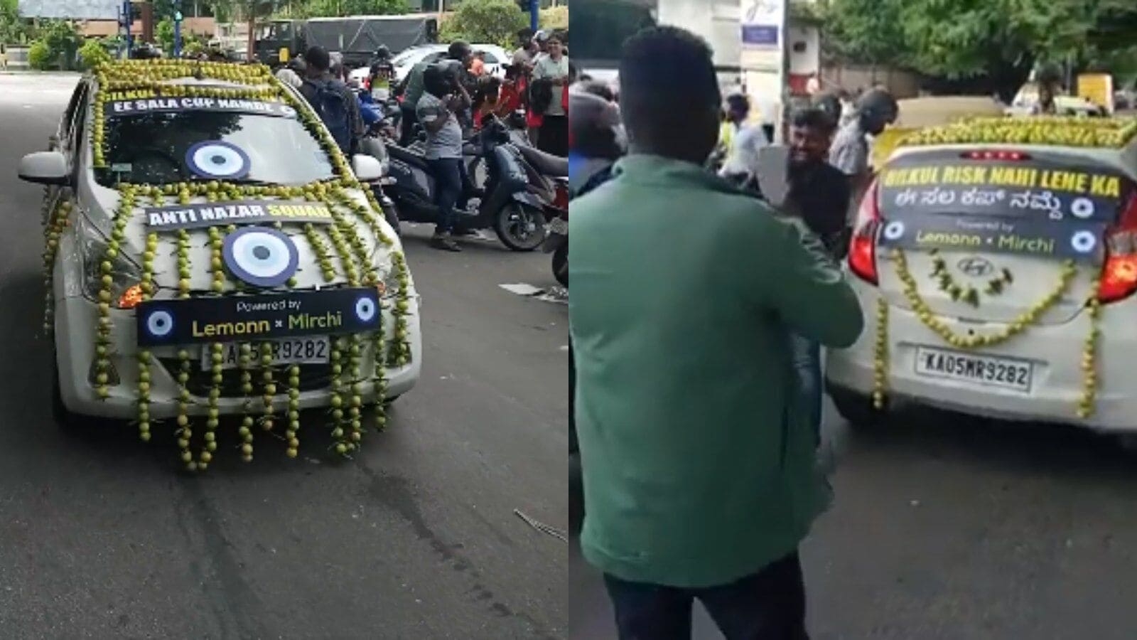 ‘Anti nazar squad': Fan covers car with nimbu-mirchi to ward off evil ahead of RCB vs PBKS IPL finale