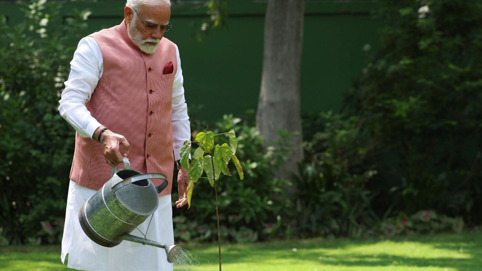 PM Modi plants Sindoor saplings at his residence on the occasion of World Environment Day