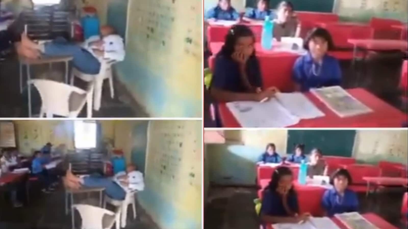 Viral Video: With legs on a table, Maharashtra school teacher sleeps in class in front of students