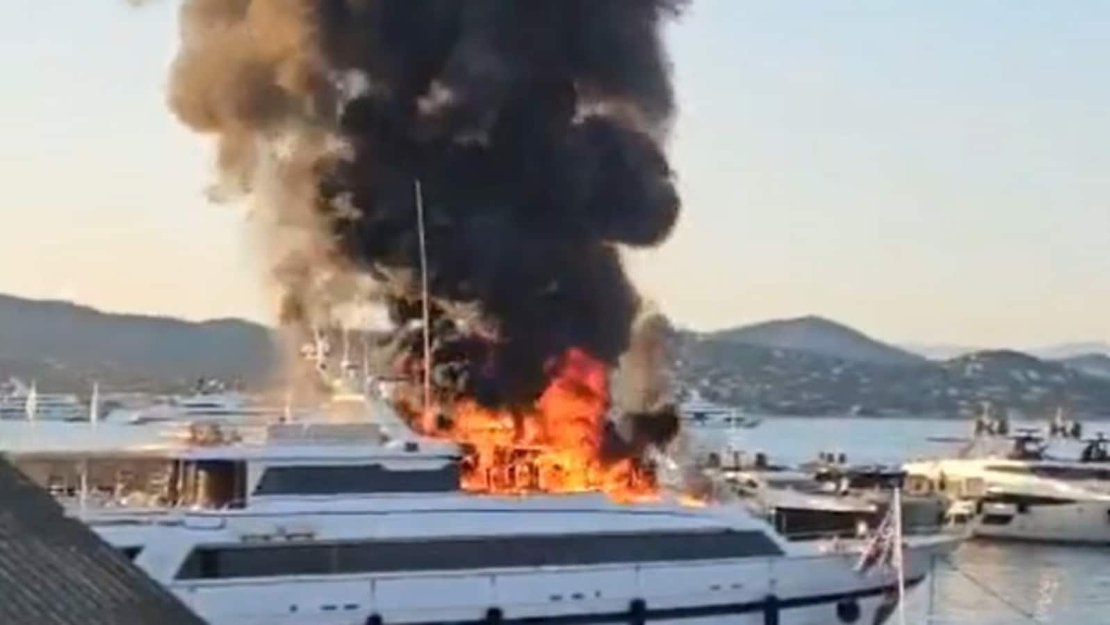 Watch: €100 million superyacht catches fire at Saint-Tropez port, sends tourists into panic