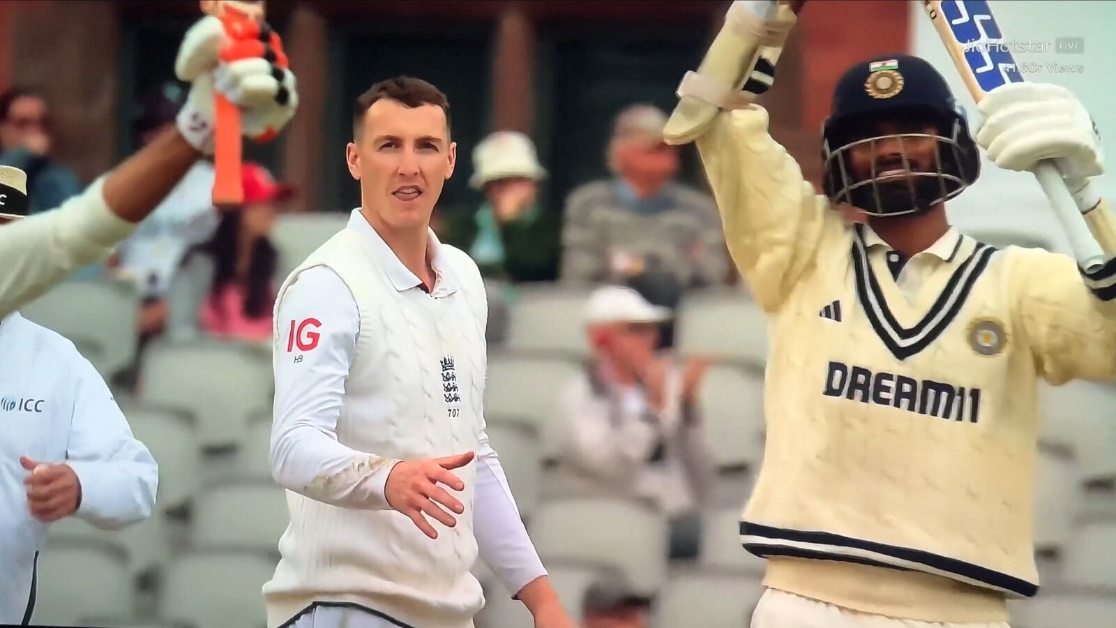 Washington Sundar turns down Harry Brook's handshake offer, joins Jadeja's century celebrations
