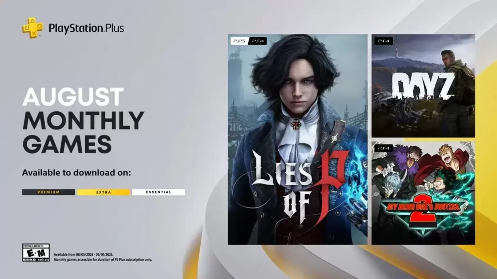 PlayStation Plus reveals August 2025 line-up: Lies of P, DayZ, and My Hero One's Justice 2