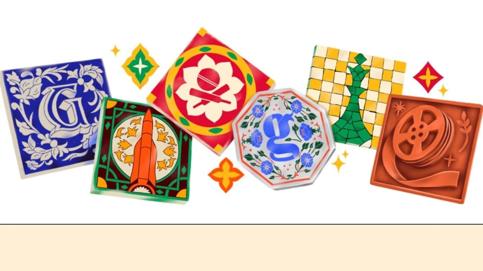 Google Doodle on India's 79th Independence Day shows tile artwork depicting national achievements