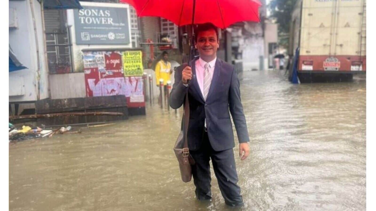 Man hails Mumbai spirit, braves waterlogged streets to reach office: Social media reacts, ‘Stop glorifying this facade'
