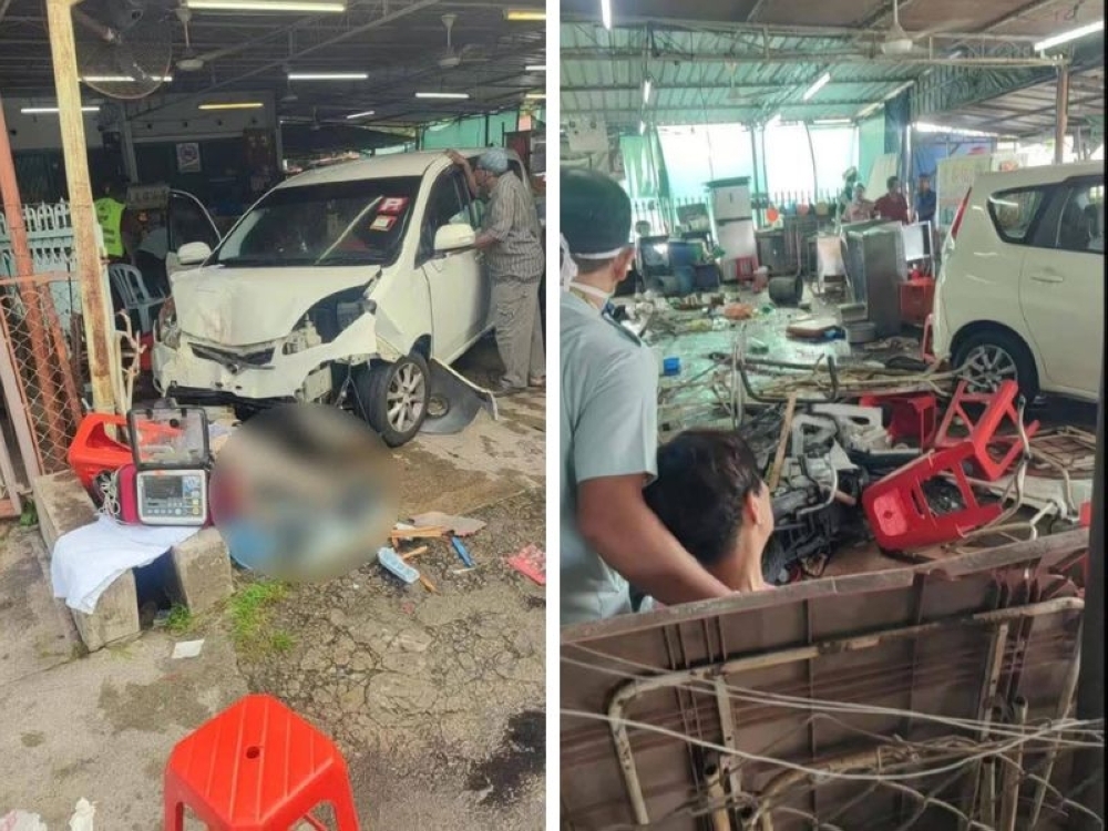 Driver's stroke leads to Sungai Petani coffee shop crash killing 55-year-old diner