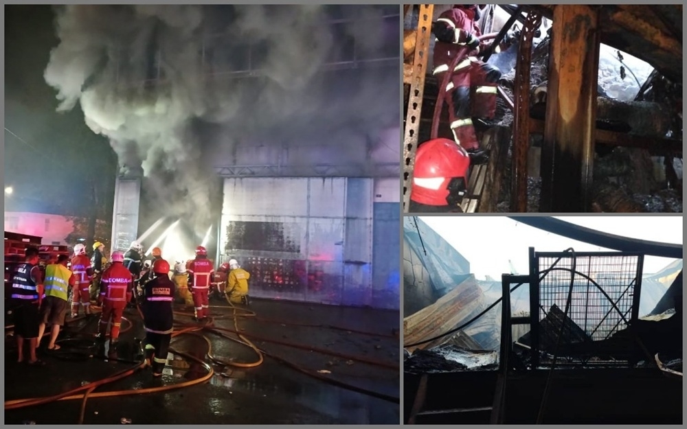 Perai electrical cable warehouse gutted in massive fire, operations stretch beyond 12 hours as firefighters battle lingering flames