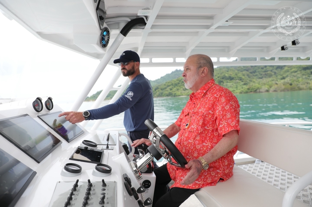King unveils and test-drives interceptor boat of his own design for maritime defence