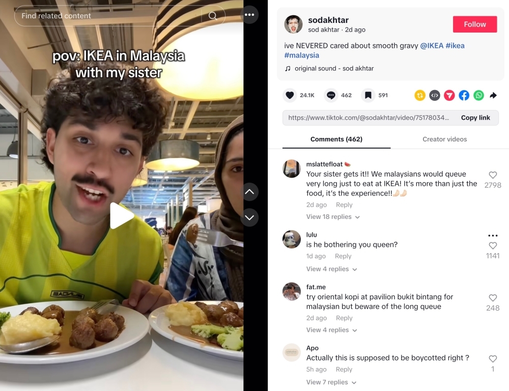TikTok influencer gets excited to try Malaysian food…but is taken to Ikea (VIDEO)