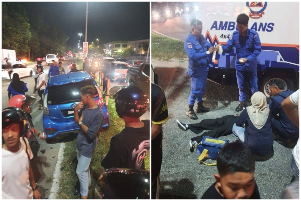 Child among four injured after car crashes into three motorcycles in Kuantan after running red light