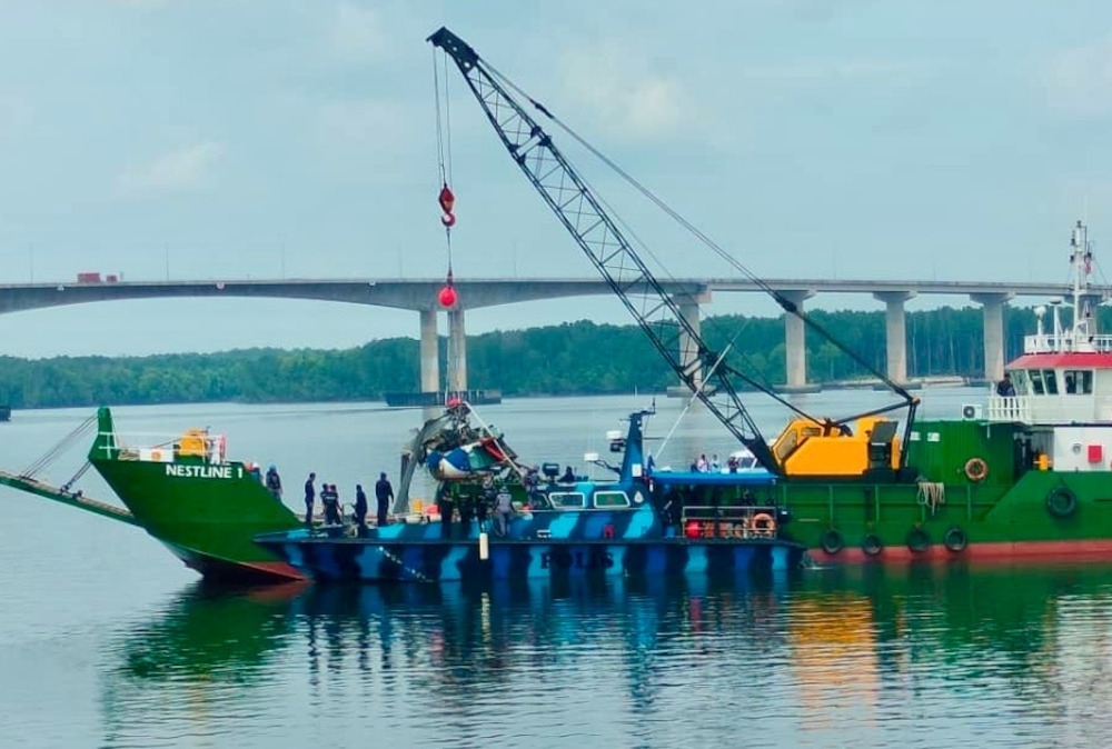 Police helicopter wreckage retrieved from Johor's Sungai Pulai, black box next in probe