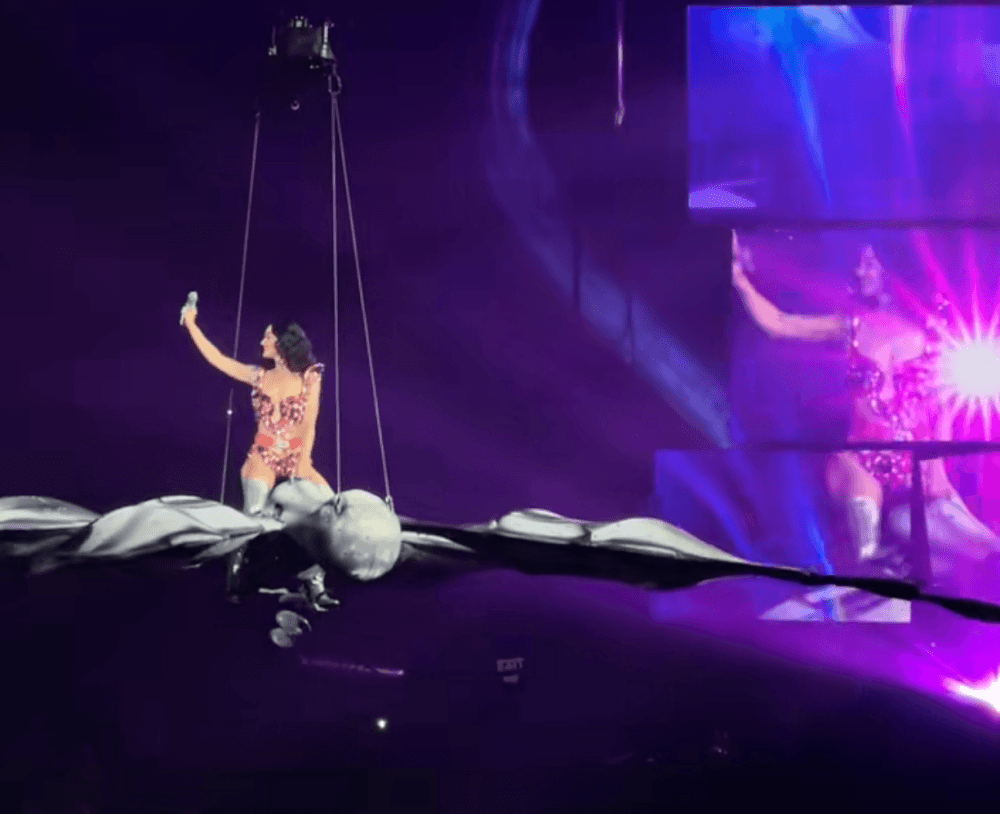 Katy Perry nearly thrown off flying butterfly prop after it malfunctions mid-air in San Francisco (VIDEO)