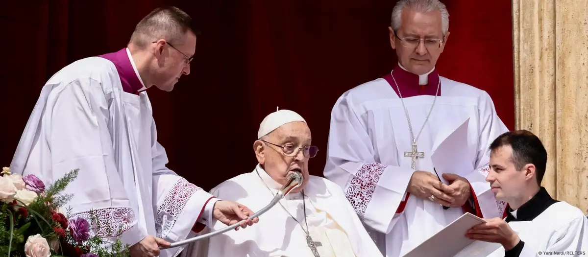 Pope Francis sits out Easter Mass, but greets crowd