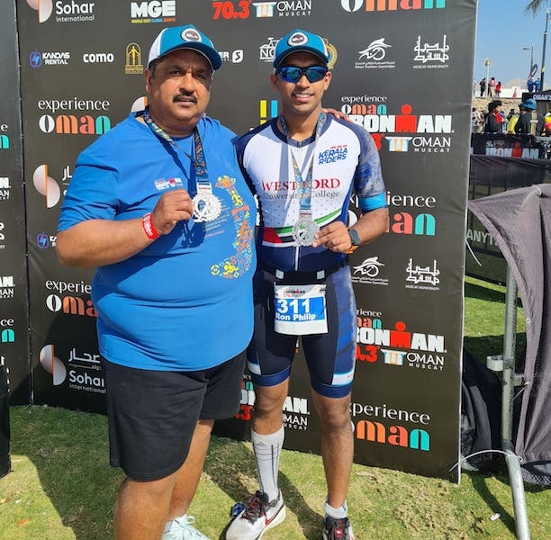 Indian father-son duo share fitness secrets to swimmers in Muscat