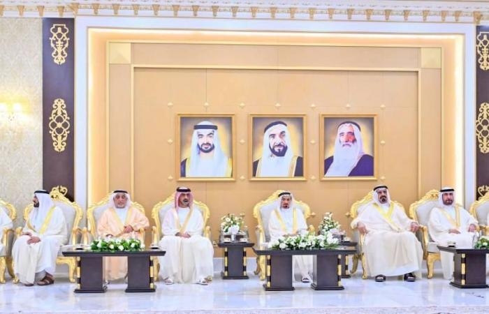 أخبار العالم : النعيمي والشرقي وسعود بن صقر يستقبلون المهنّئين بالعيد المبارك