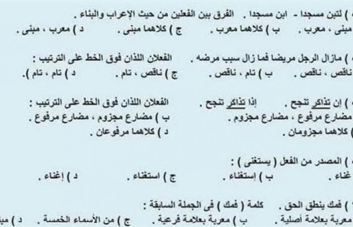 الثانوية العامة 2025.. 100 سؤال بالاجابات في النحو.. الامتحان في جيبك