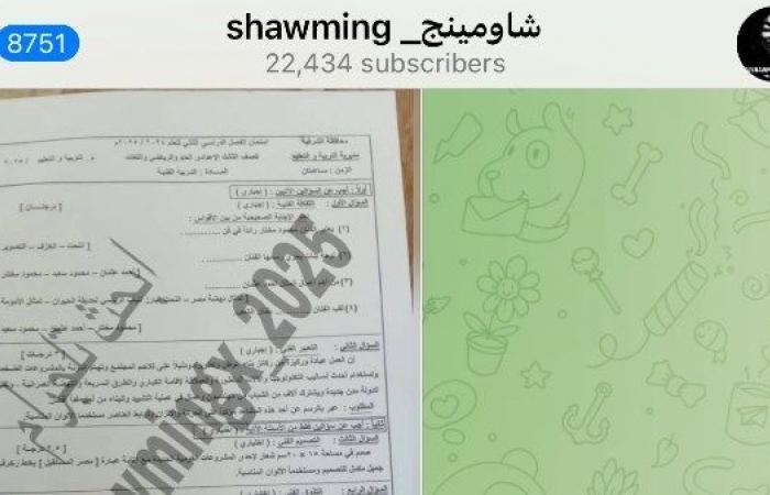 أخبار مصر : شاومينج ينشر امتحان التربية الفنية بعد توزيعه بلجان الإعدادية بالشرقية
