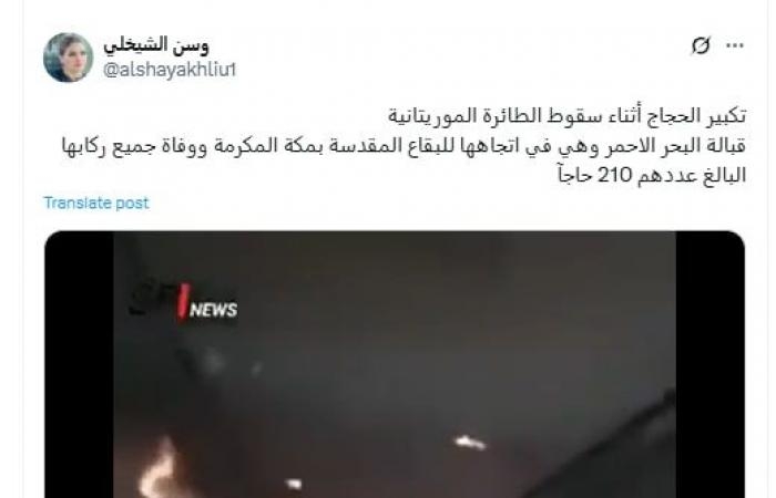 أخبار العالم : سقوط "طائرة حجاج موريتانية" في البحر الأحمر.. هذه حقيقة الفيديو المتداول
