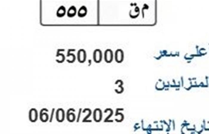 أخبار العالم : سعرها 550 ألف جنيه.. مزاد على لوحة سيارة مميزة "م ق- 555"