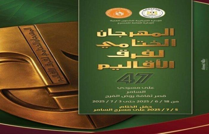 الليلة.. انطلاق فعاليات الدورة الـ47 من المهرجان الختامي لفرق الأقاليم المسرحية