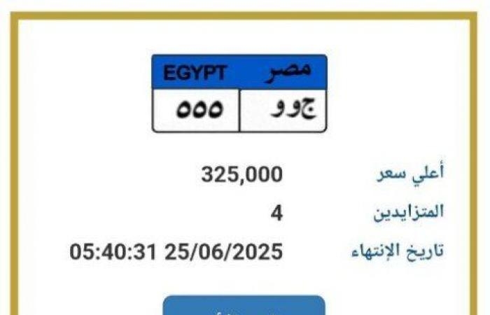 المرور تطرح التزايد على لوحة سيارة مميزة.. اعرف التفاصيل