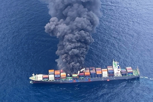 Indian navy deploys after crew injured on burning container ship