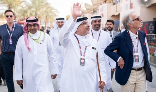 HRH the Crown Prince and Prime Minister tours the BIC ahead of the qualifying session of the F1 Gulf Air Bahrain Grand Prix 2025