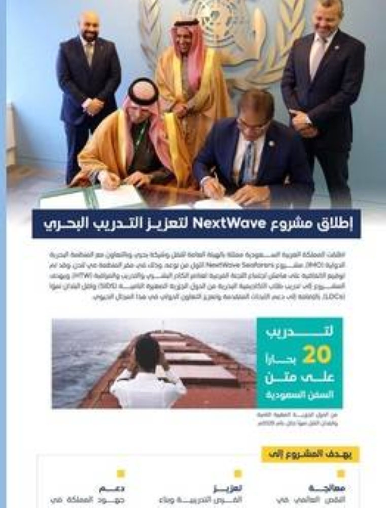 المملكة تبدأ تنفيذ مشروع NextWave Seafarers لفرص التدريب على السفن السعودية