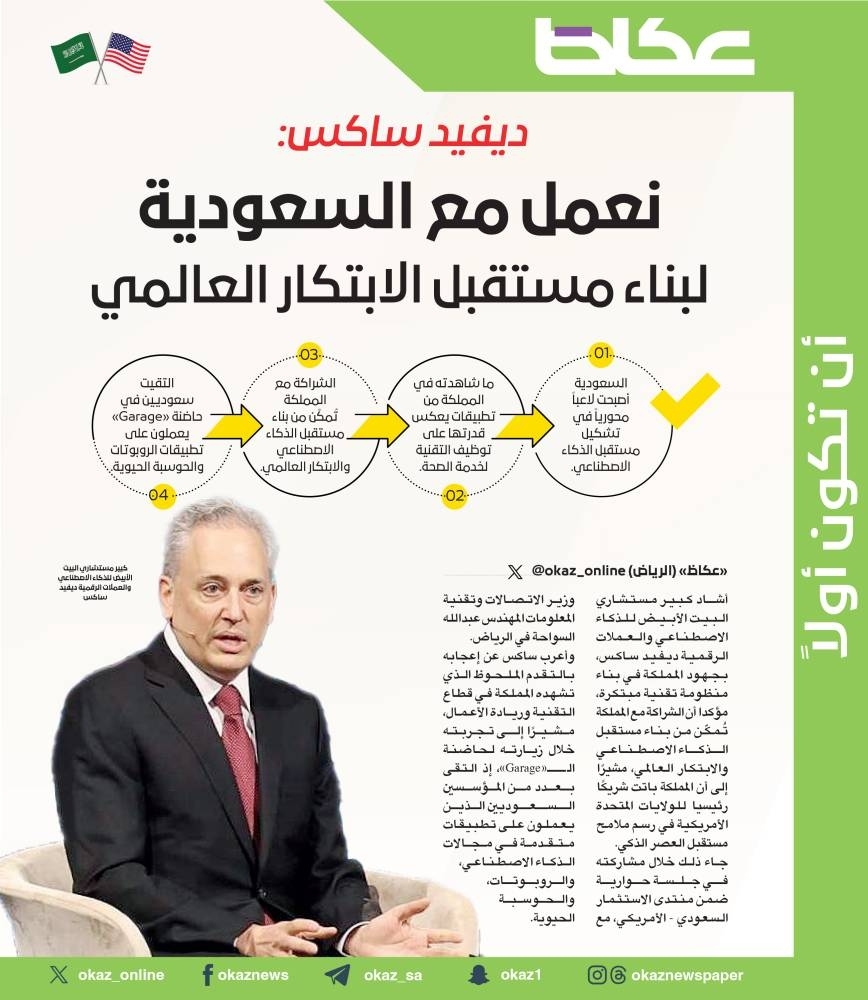 ديفيد ساكس: نعمل مع السعودية لبناء مستقبل الابتكار العالمي