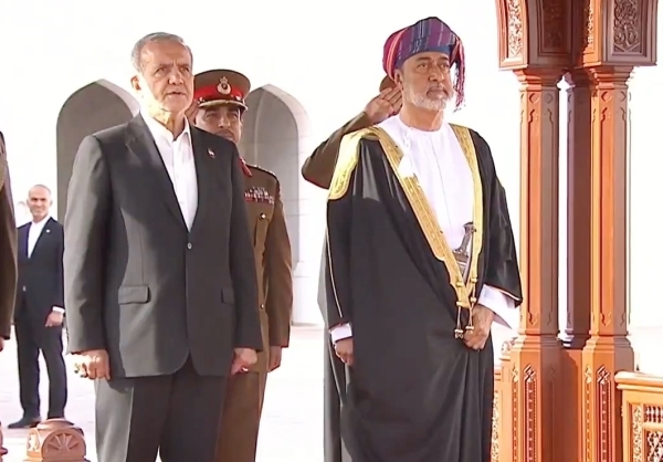 President of Iran accorded official reception at Al Alam Palace