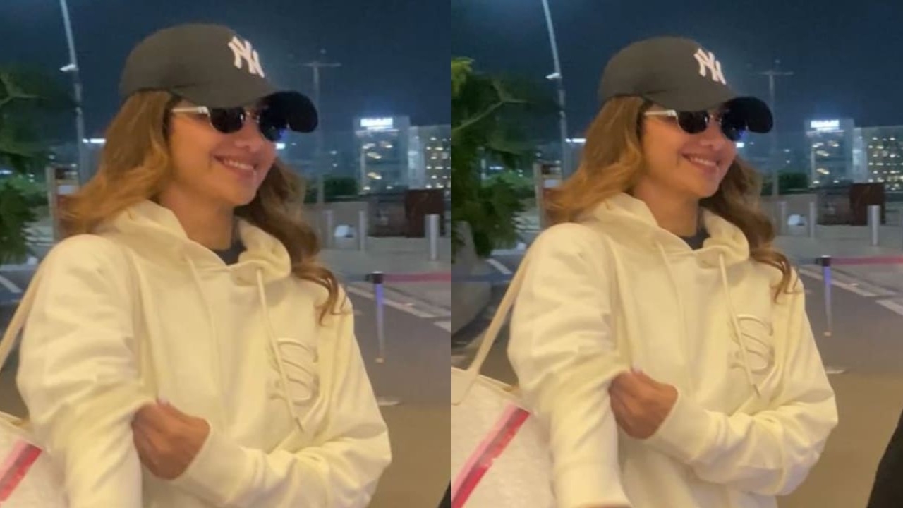 Airport look: Shilpa Shetty styles her white hoodie with limited edition bag and cool sunglasses