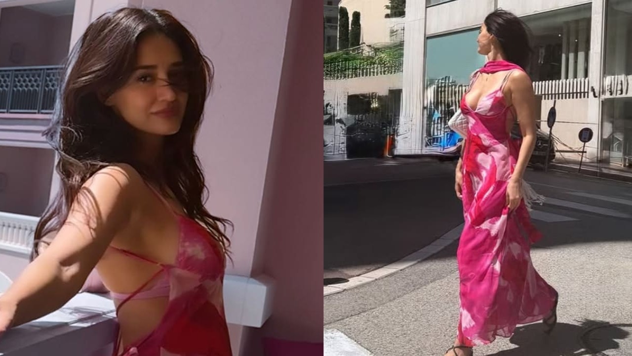 Disha Patani styles HOT pink backless dress with bralette for sun-soaked outing