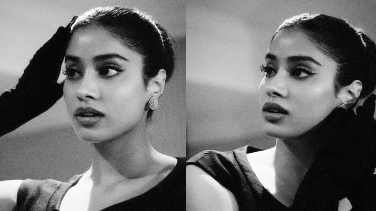 Janhvi Kapoor channels old Hollywood glamor at Cannes in Dior 1957 haute couture slub silk dress styled with velvet gloves