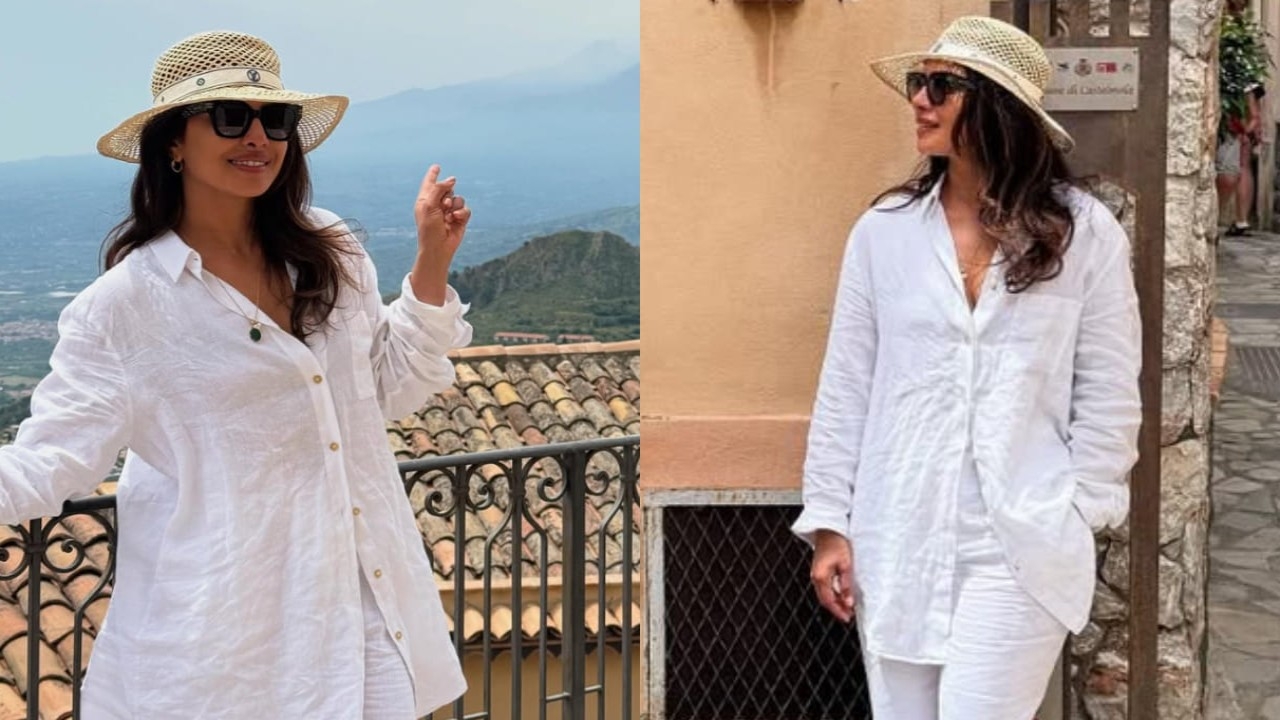 Priyanka Chopra chooses all-white for her bright summer vacation with hat and sunglasses