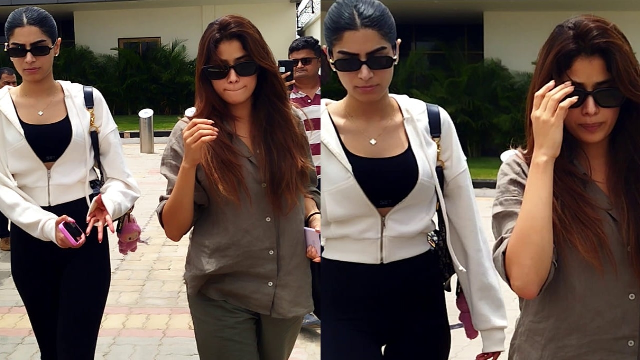 Janhvi Kapoor and Khushi Kapoor serve opposite airport fashion looks, carry Dior bag worth Rs 4,95,000