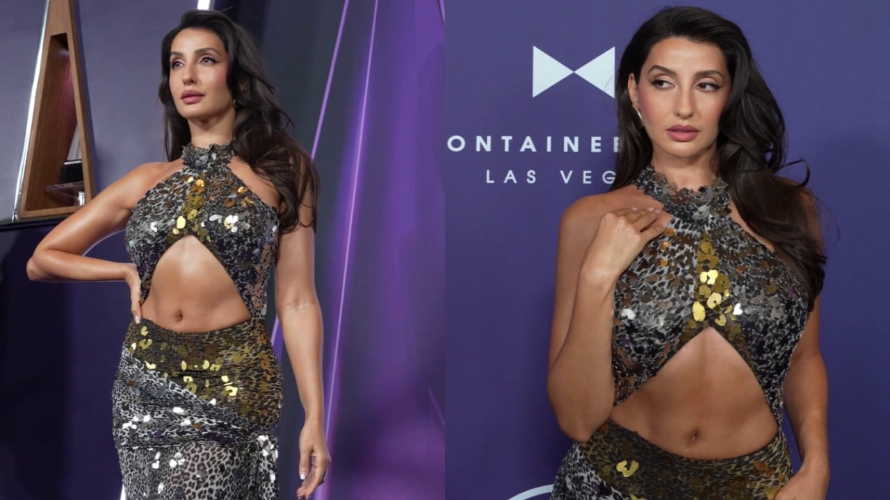 Nora Fatehi is too hot to handle in Tom Ford Leopard print gown bedazzled with sequins
