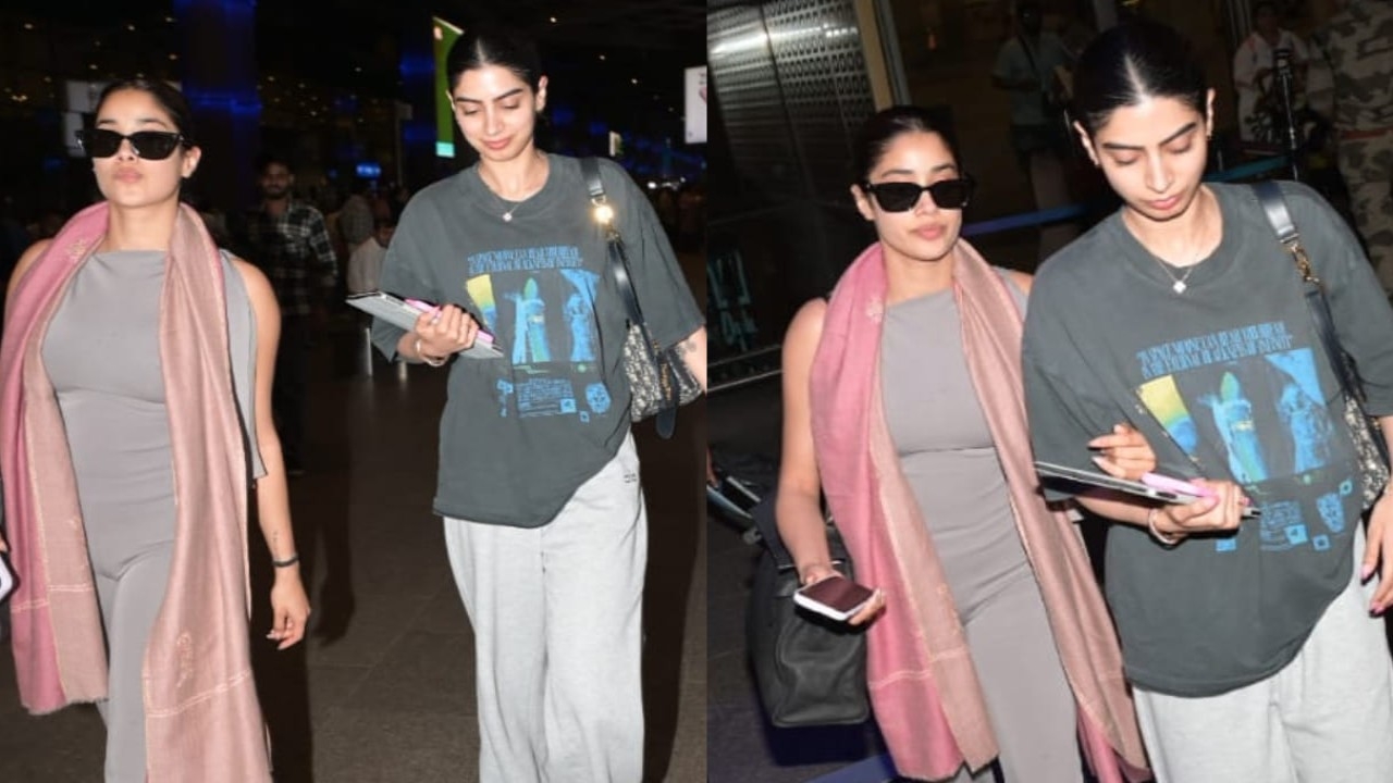 Sisters Janhvi Kapoor and Khushi Kapoor rock matching shoes with two differently styled airport looks