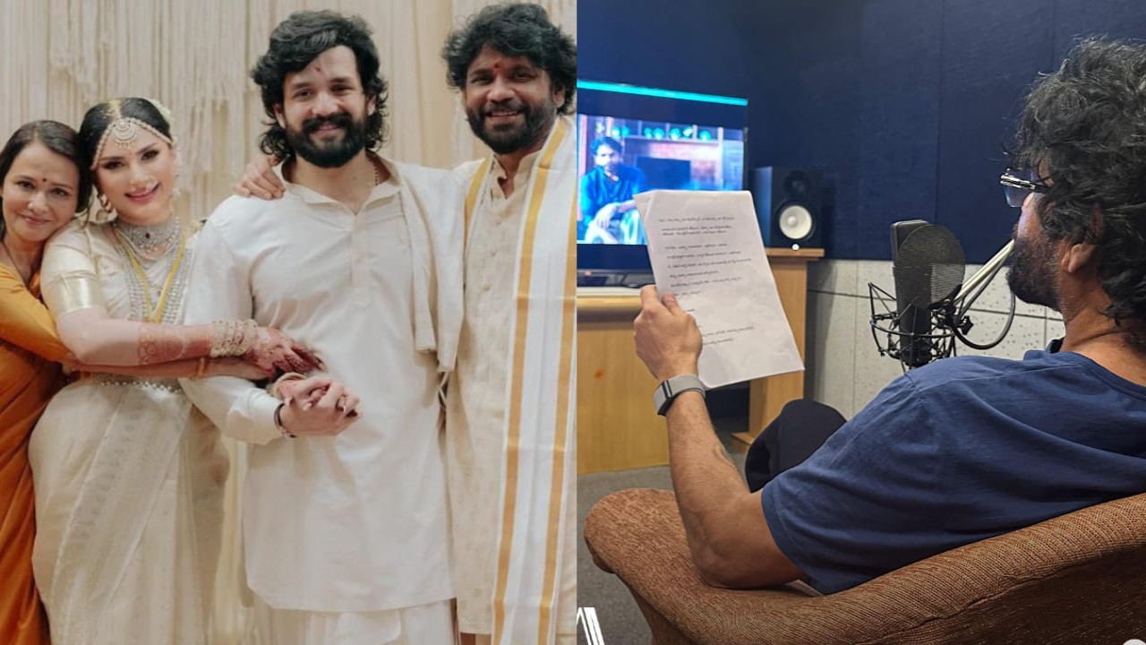 PICS: After son Akhil Akkineni's wedding, Nagarjuna wraps up dubbing for Dhanush's Kuberaa with Sekhar Kammula