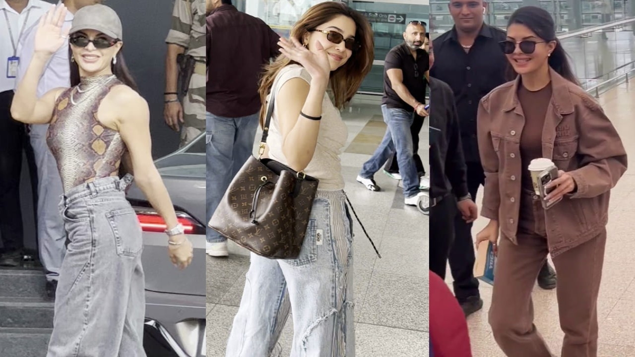 Sharvari carries Rs 2,12,000 LV bag to the airport while Jacqueline Fernandez serves two major airport fashion looks
