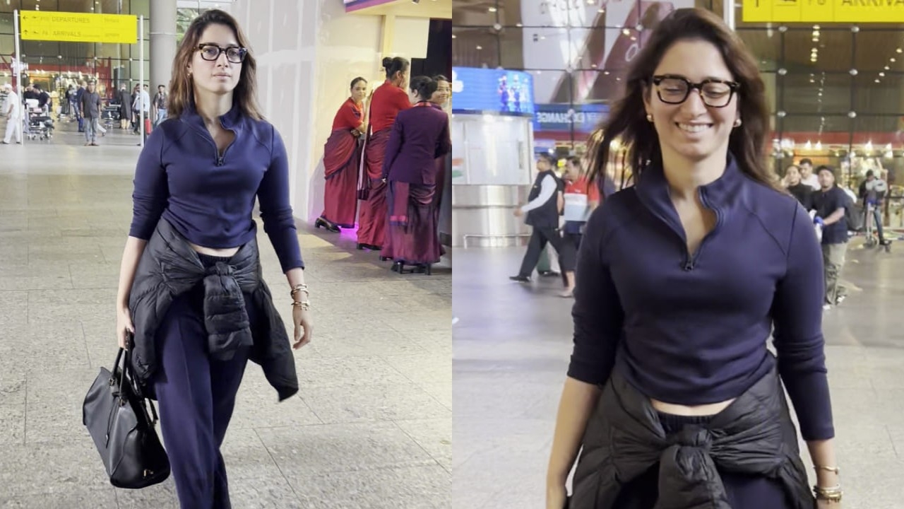 Tamannaah Bhatia normalizes lazy and no-makeup airport look, wears nerdy glasses