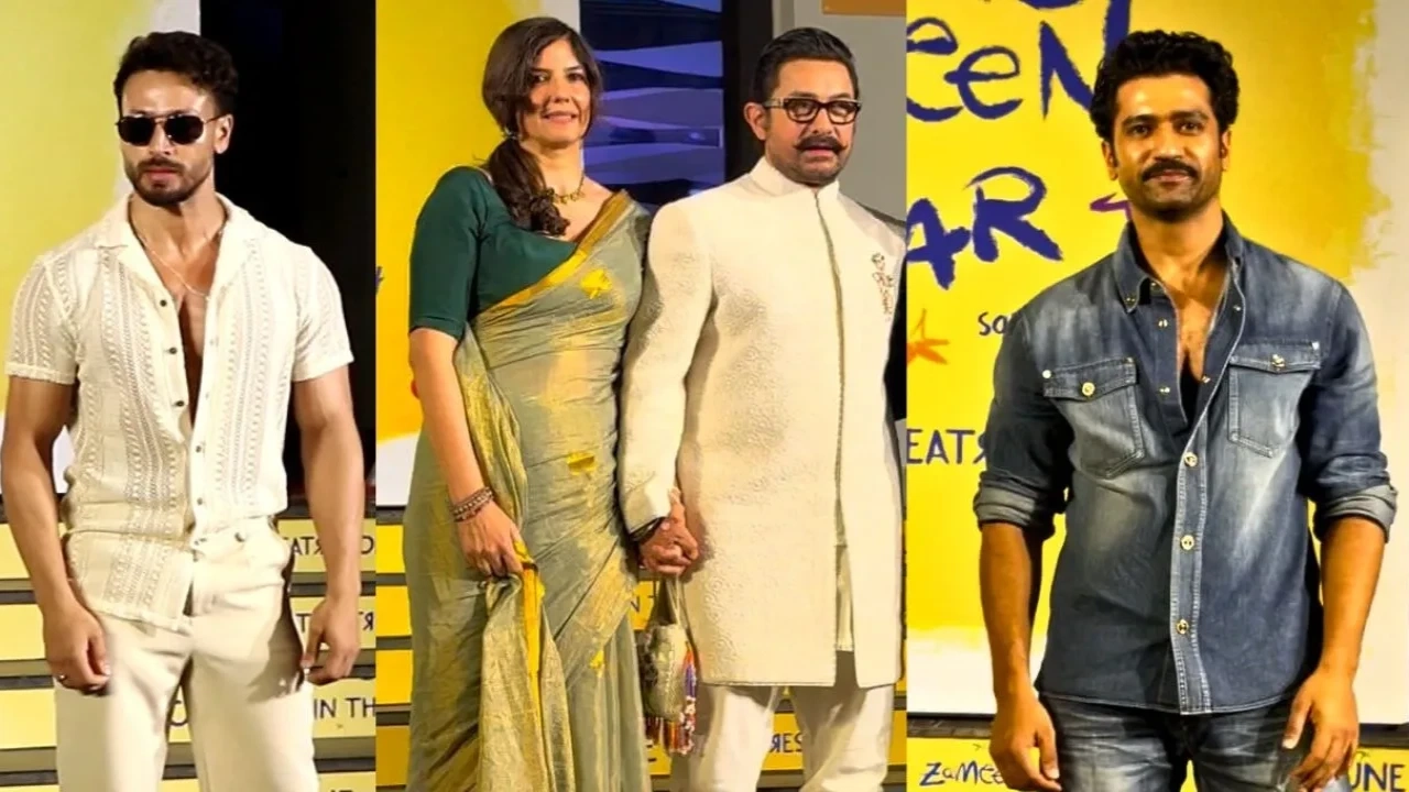 Sitaare Zameen Par Movie Premiere: Aamir Khan holds girlfriend Gauri Spratt's hand, Tiger Shroff, Vicky Kaushal, Javed Akhtar and more arrive