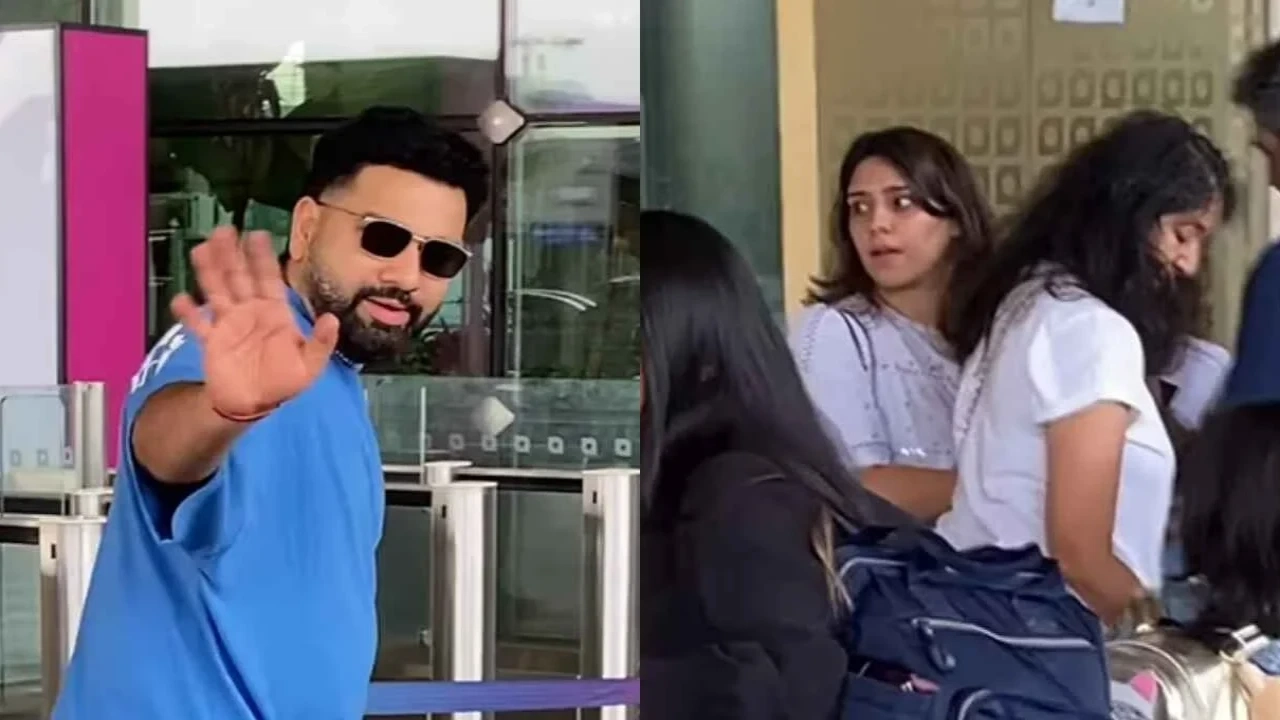 PICS: Rohit Sharma with wife Ritika Sajdeh, kids Ahaan and Samaira clicked at Mumbai airport as family heads for vacation