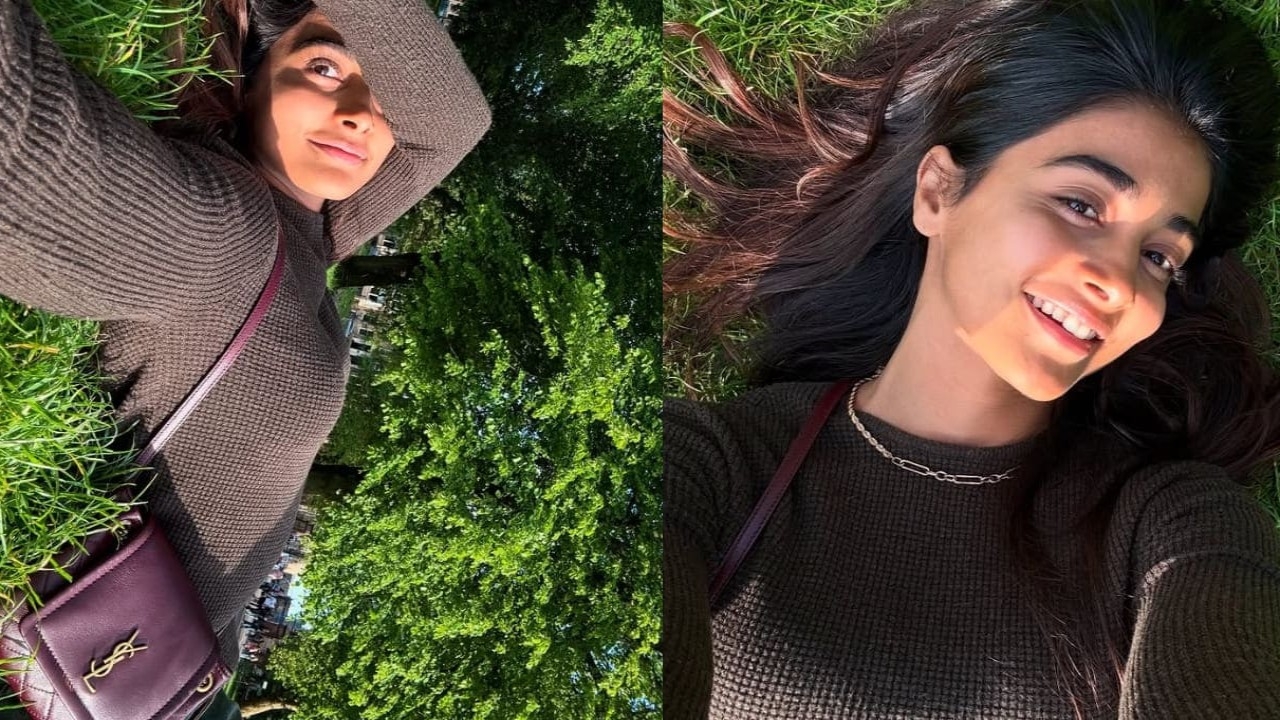 Pooja Hegde sunbathes with Rs 1,30,400 YSL bag and serves travel fashion goals in knitwear sweater