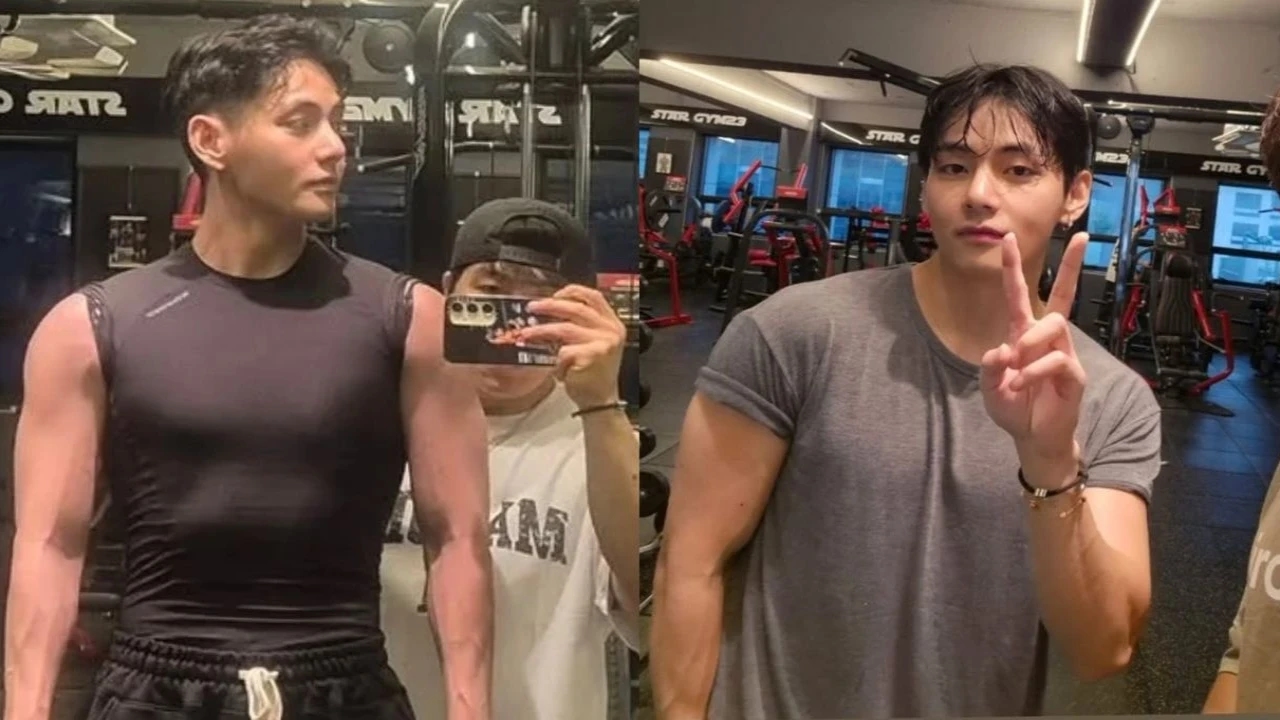 BTS' V shows off huge muscles in gym selfie with bodybuilder friend, gears up with new look ahead of August surprise