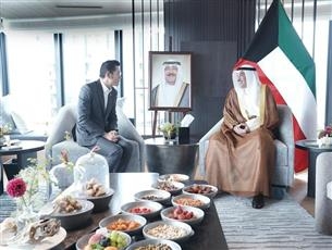 سمو ولي العهد يستقبل ملك مملكة بوتان بمقر إقامة سموه بمدينة أوساكا اليابانية