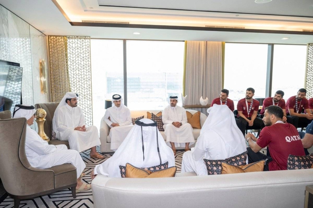 Sheikh Joaan welcomes handball team after clinching Arab championship title