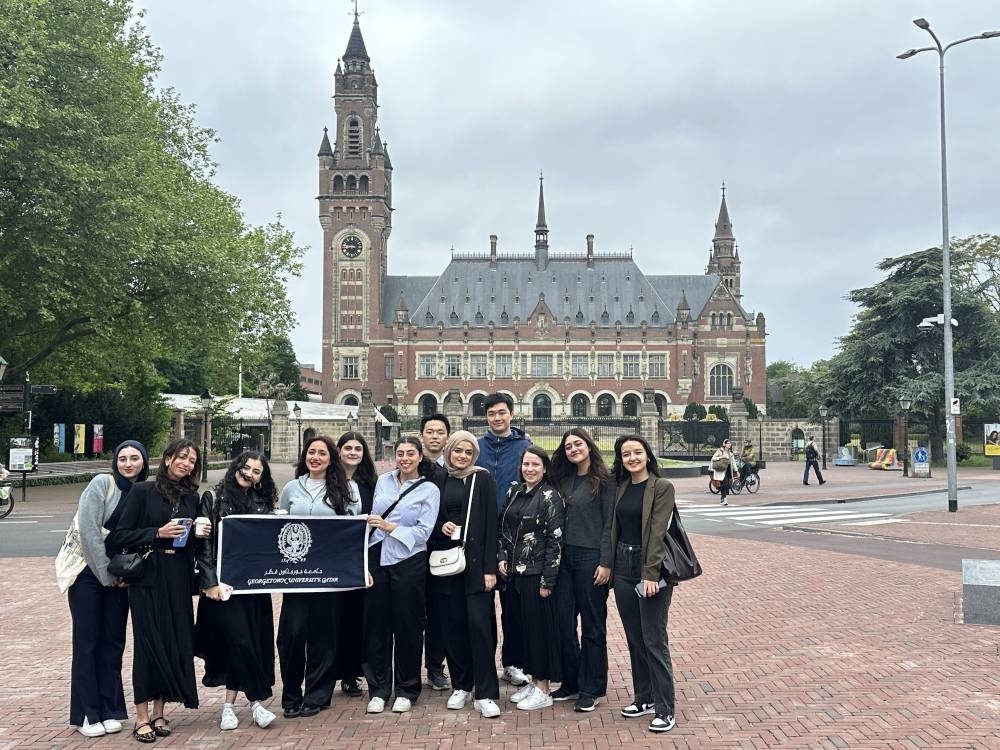 In pioneering trip, GU-Q students experience The Hague firsthand