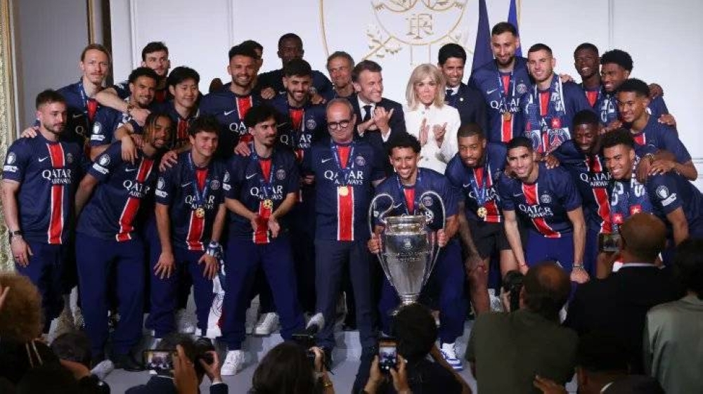 President Macron hosts European champions Paris Saint-Germain